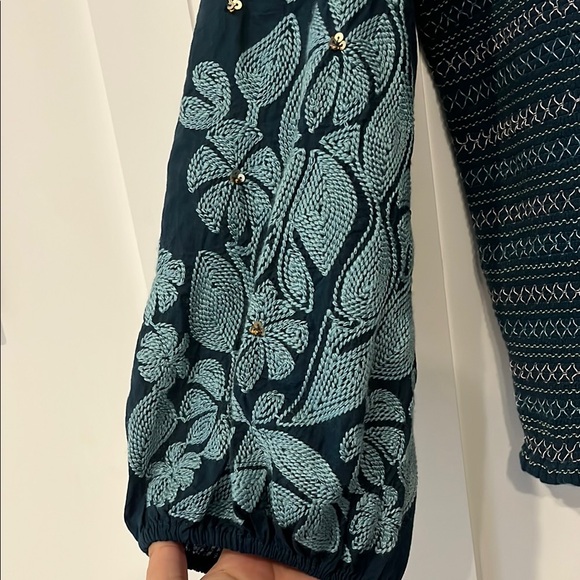 Embroidered Teal Women's Top - Picture 5 of 6